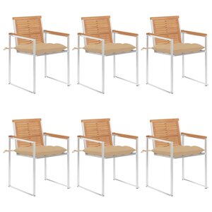 vidaXL Chaises de jardin lot de 6 avec coussins Bois de teck massif