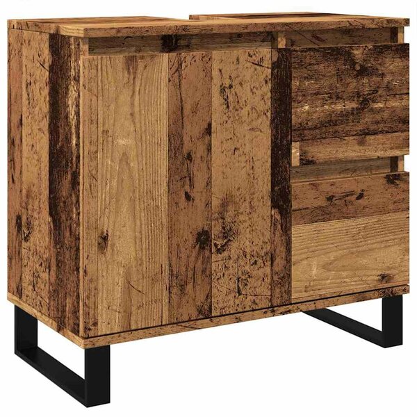 vidaXL Armoire de lavabo de salle de bain vieux bois 65x33x60 cm