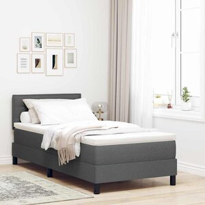 vidaXL Lit à ressorts avec matelas Gris foncé 90 x 200 cm tissu