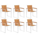vidaXL Chaises de jardin 6 Pièces avec coussins Bois d'acacia solide