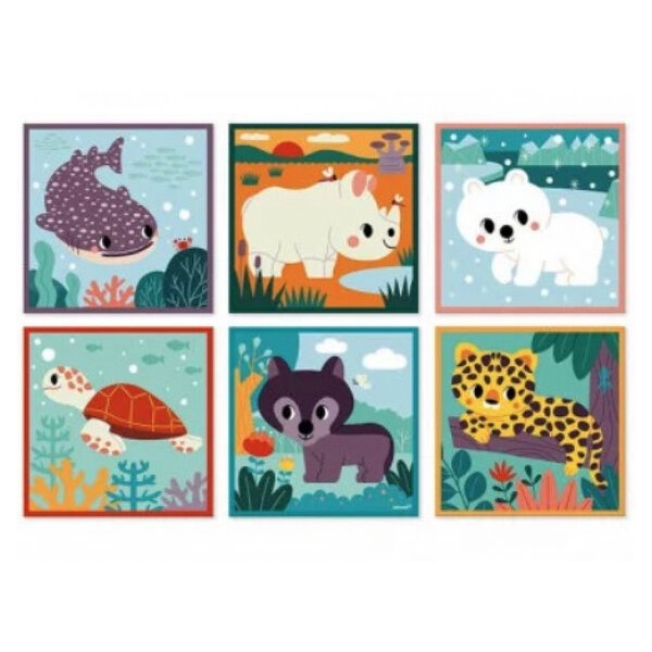 9 cubes en carton animaux