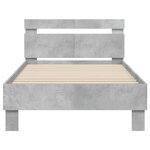 vidaXL Cadre de lit tête de lit et lumières LED gris béton 100x200 cm