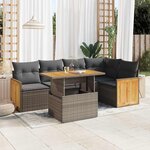 vidaXL Salon de jardin avec coussins 6 Pièces gris résine tressée acacia
