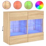 vidaXL Meuble TV mural avec lumières LED chêne sonoma 78 5x30x60 5 cm