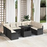 vidaXL Ensemble de canapé de jardin 10 Pièces Noir Poly rotin