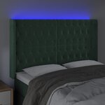 vidaXL Tête de lit à LED Vert foncé 147x16x118/128 cm Velours