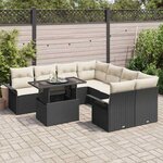 vidaXL Ensemble de canapé de jardin 9 Pièces Noir Poly Rattan