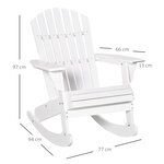 Fauteuil de jardin Adirondack à bascule rocking chair style néo-rétro assise dossier ergonomique bois sapin traité peint blanc