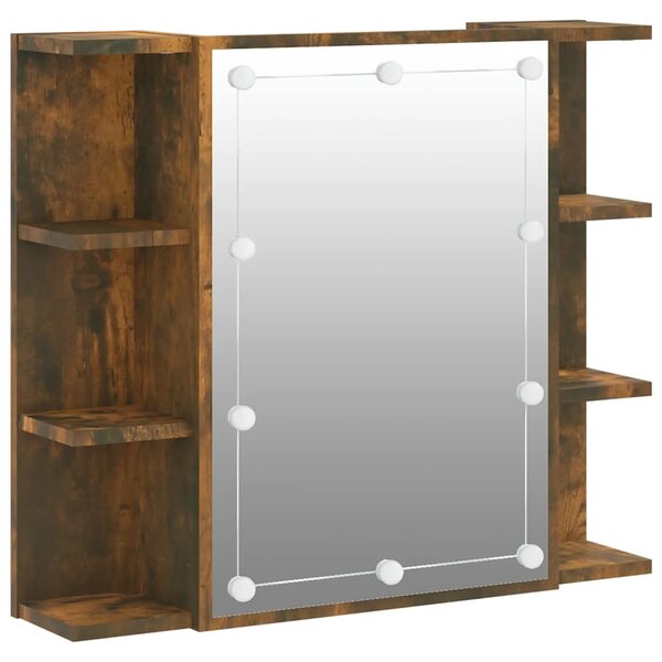 vidaXL Armoire à miroir avec LED Chêne fumé 70x16 5x60 cm