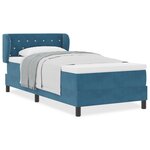 Lit à ressorts avec matelas vidaXL Bleu foncé 90x200 cm Velours