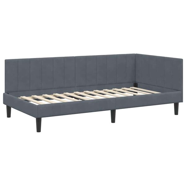 vidaXL Cadre de lit d'angle Gris foncé 90 x 190 cm Velours