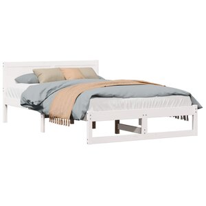 vidaXL Cadre de lit avec tête de lit Blanc 120 x 200 cm Pin massif