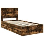vidaXL Cadre de lit Chêne fumé 100 x 200 cm Bois Ingénierie