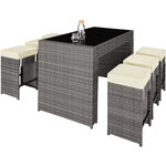 Tectake salon de jardin ibiza 6 places avec 2 sets de housses + housse de protection - gris