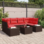 vidaXL Ensemble de canapé de jardin 7 Pièces Beige Rouge 55 x 55 x 37 cm