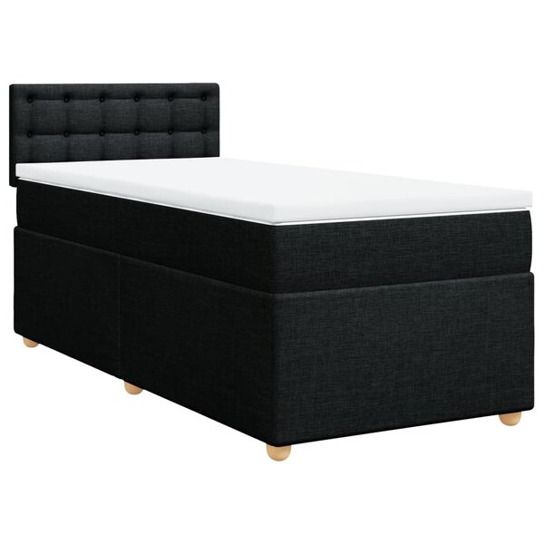 vidaXL Sommier à lattes de lit avec matelas noir simple tissu