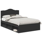 vidaXL Cadre de lit avec tête de lit Noir 120 x 190 cm Pin massif