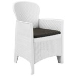 vidaXL Ensemble à manger d'extérieur 5Pièces Plastique Blanc Aspect rotin