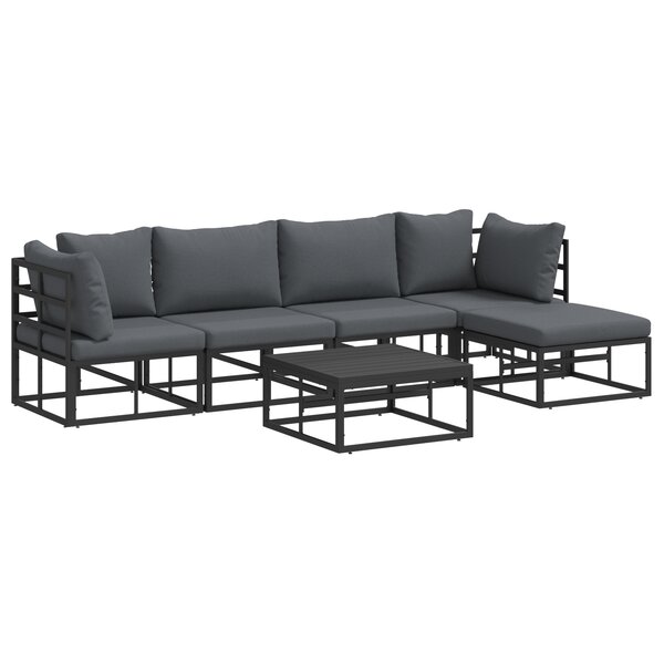 vidaXL Ensemble de canapé de jardin 6 Pièces Noir 70 x 70 x 32 cm