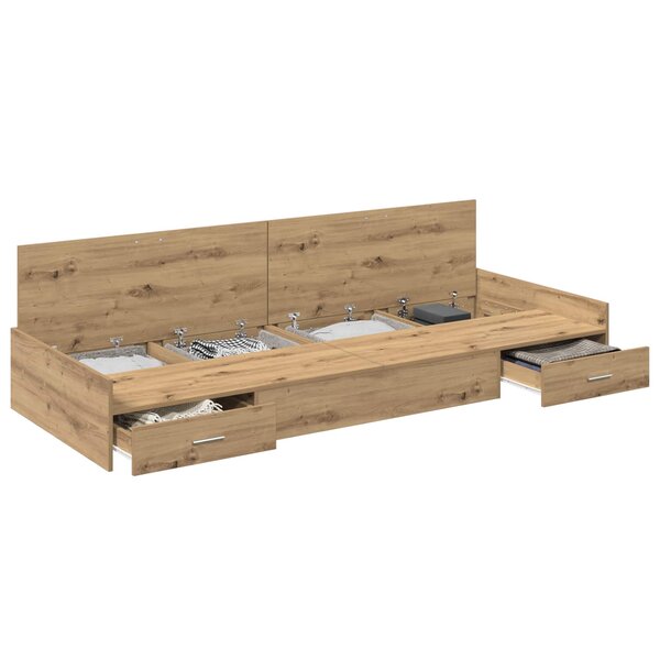 vidaXL Cadre de lit Chêne artisanal 100 x 200 cm Bois d'ingénierie