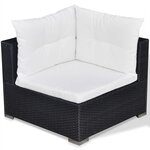 vidaXL Salon de jardin 6 Pièces avec coussins Résine tressée Noir