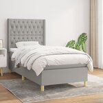 vidaXL Sommier à lattes de lit avec matelas Gris clair 100x200cm Tissu