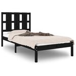 vidaXL Cadre de lit Noir Bois massif 75x190 cm Petit simple