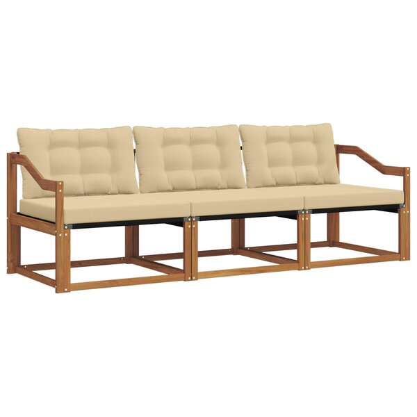 vidaXL Ensemble de canapés d'extérieur 3 Pièces Naturel et Beige