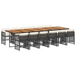 vidaXL Ensemble à manger de jardin 13 Pièces coussins noir résine tressée