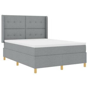 vidaXL Lit à ressorts avec bandes LED Gris clair 140 x 190 cm tissu