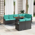 vidaXL Ensemble de canapé de jardin 9 Pièces Noir Poly rotin