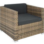 Tectake Canapé de jardin PISE 5 places avec coffre de rangement, variante 2 - marron naturel