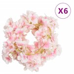 vidaXL Guirlandes de fleurs de Noël 6 Pièces rose clair 180 cm