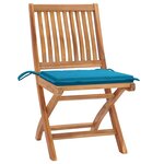 vidaXL Chaises de jardin 2 Pièces avec coussins bleu Bois de teck massif