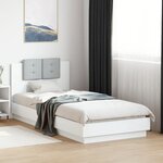vidaXL Cadre de lit avec tête de lit et lumières LED blanc 100x200 cm