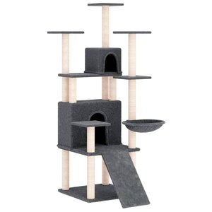 vidaXL Arbre à chat avec griffoirs en sisal Gris foncé 154 cm