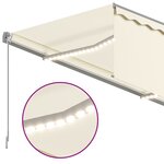 vidaXL Auvent manuel rétractable avec store et LED 4x3m Crème