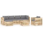 vidaXL Salon de jardin 7 Pièces avec coussins Bois imprégné de vert