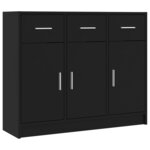 vidaXL Buffet noir 91x28x75 cm bois d'ingénierie