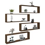 vidaXL Étagères murales cube 4 Pièces Chêne marron 100x15x30 cm Bois