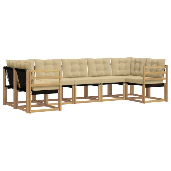 vidaXL Ensemble de canapés d'extérieur 7 Pièces Blanc et Beige