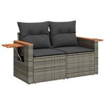 vidaXL Salon de jardin 6 Pièces avec coussins gris résine tressée