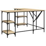 Bureau table poste de travail meuble d'ordinateur informatique étude chêne sonoma 139 x 139 x 75 cm bois d'ingénierie brun 02_0023642