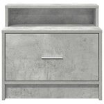 vidaXL Table de chevet avec tiroir gris béton 51x31x47 cm