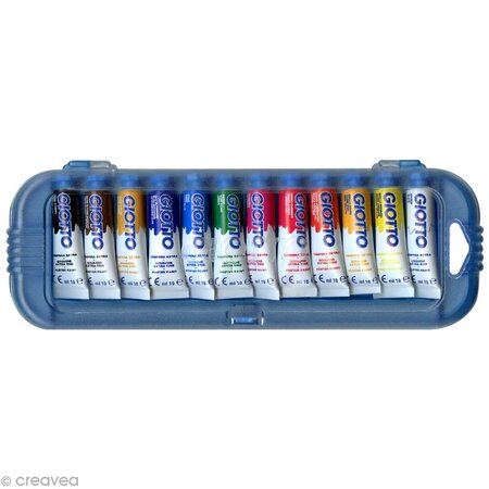 Gouache en tube boite rigide 12 tubes de gouache fine 10ml coloris assortis Giotto