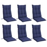 vidaXL Coussins de chaise à dossier haut lot de 6 bleu marine