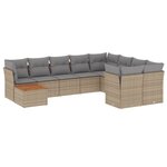vidaXL Salon de jardin et coussins 10 Pièces mélange beige résine tressée