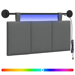 vidaXL Tête de lit suspendue Avec lumière LED Gris foncé Tissu