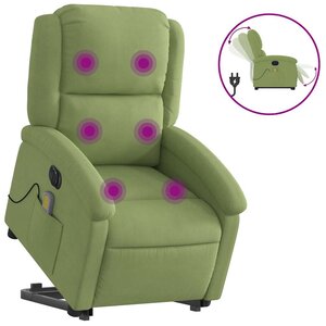 vidaXL Fauteuil inclinable de massage électrique vert clair velours