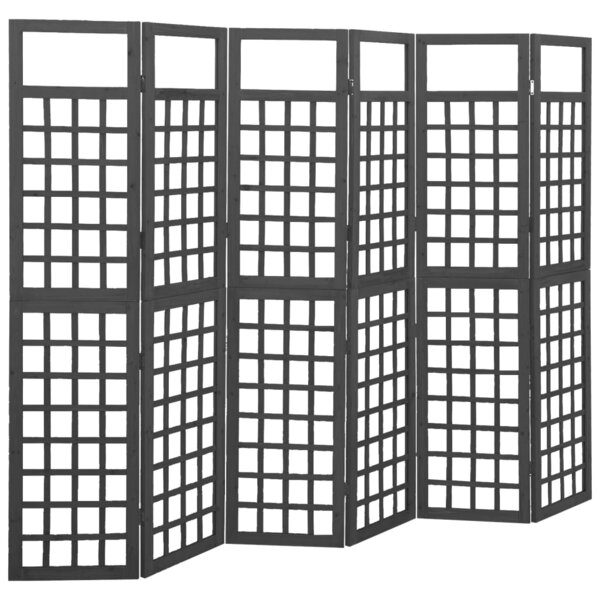 vidaXL Cloison de séparation à 6 panneaux Bois de pin Noir 242 5x180cm